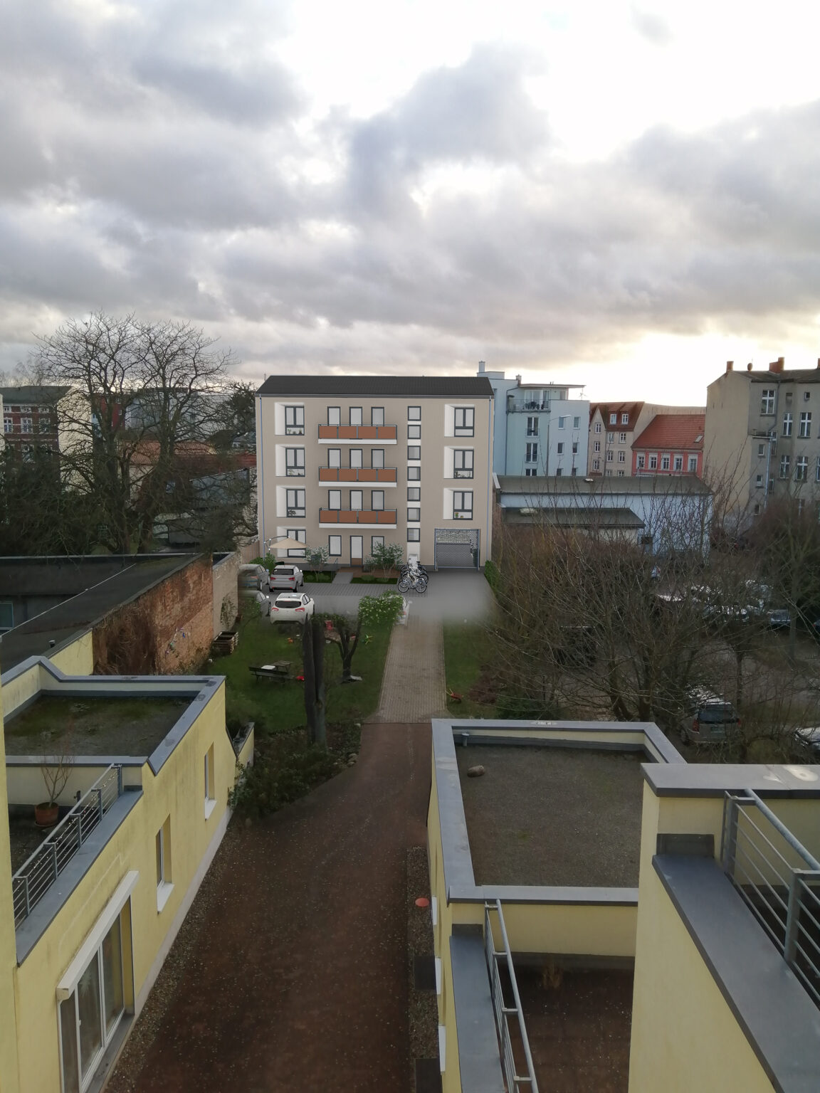 3D Entwurf des Hauses vom Innenhof