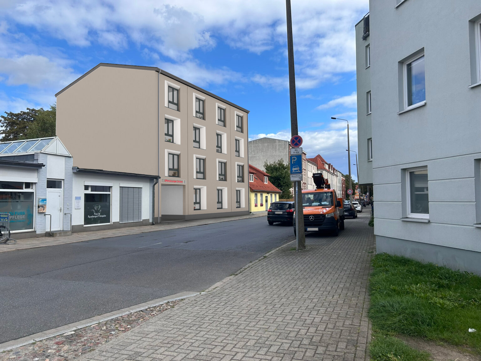 3D Entwurf des Hauses von der Straße